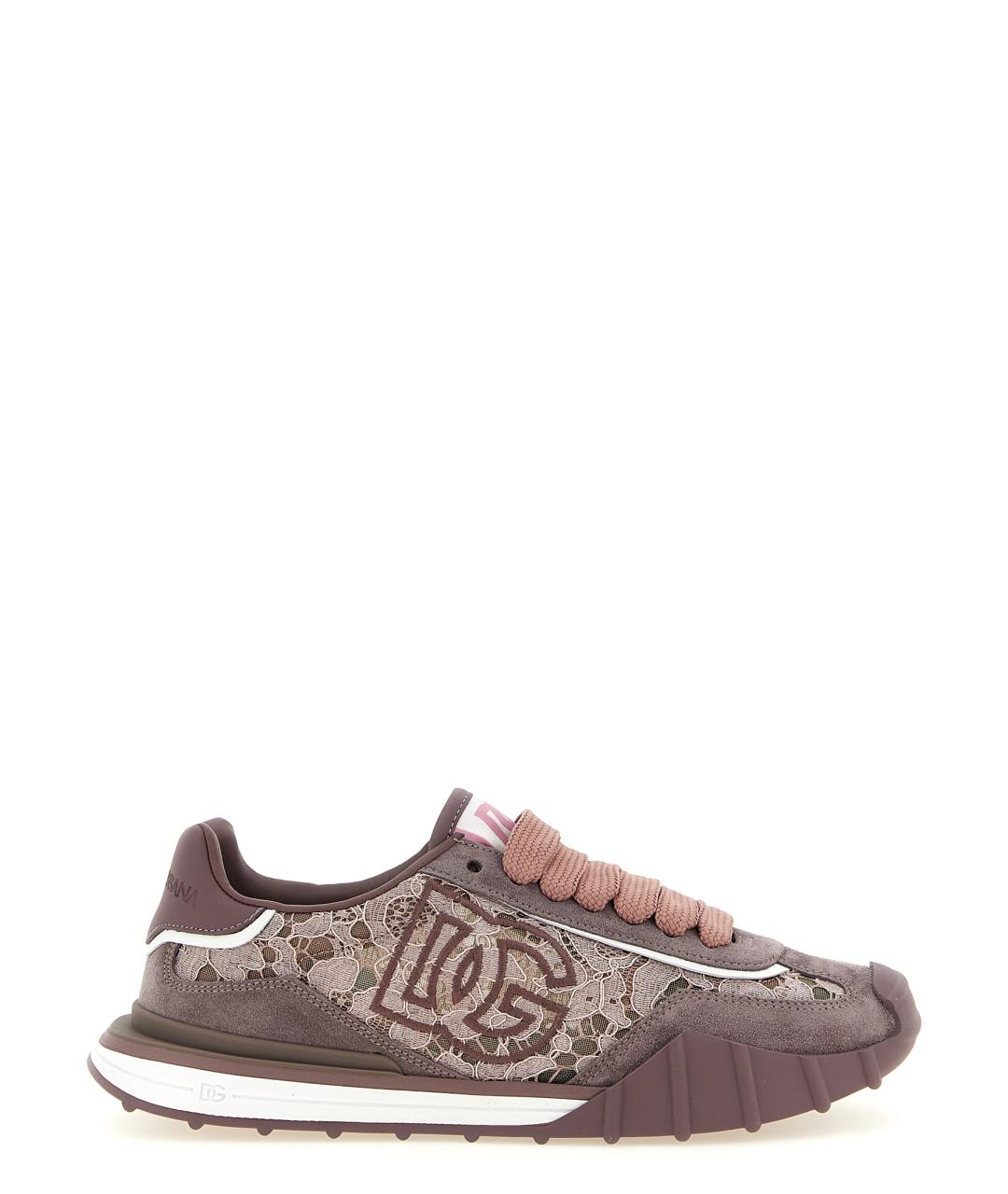 DOLCE&GABBANA Фиолетовые кожаные кроссовки, фото 1