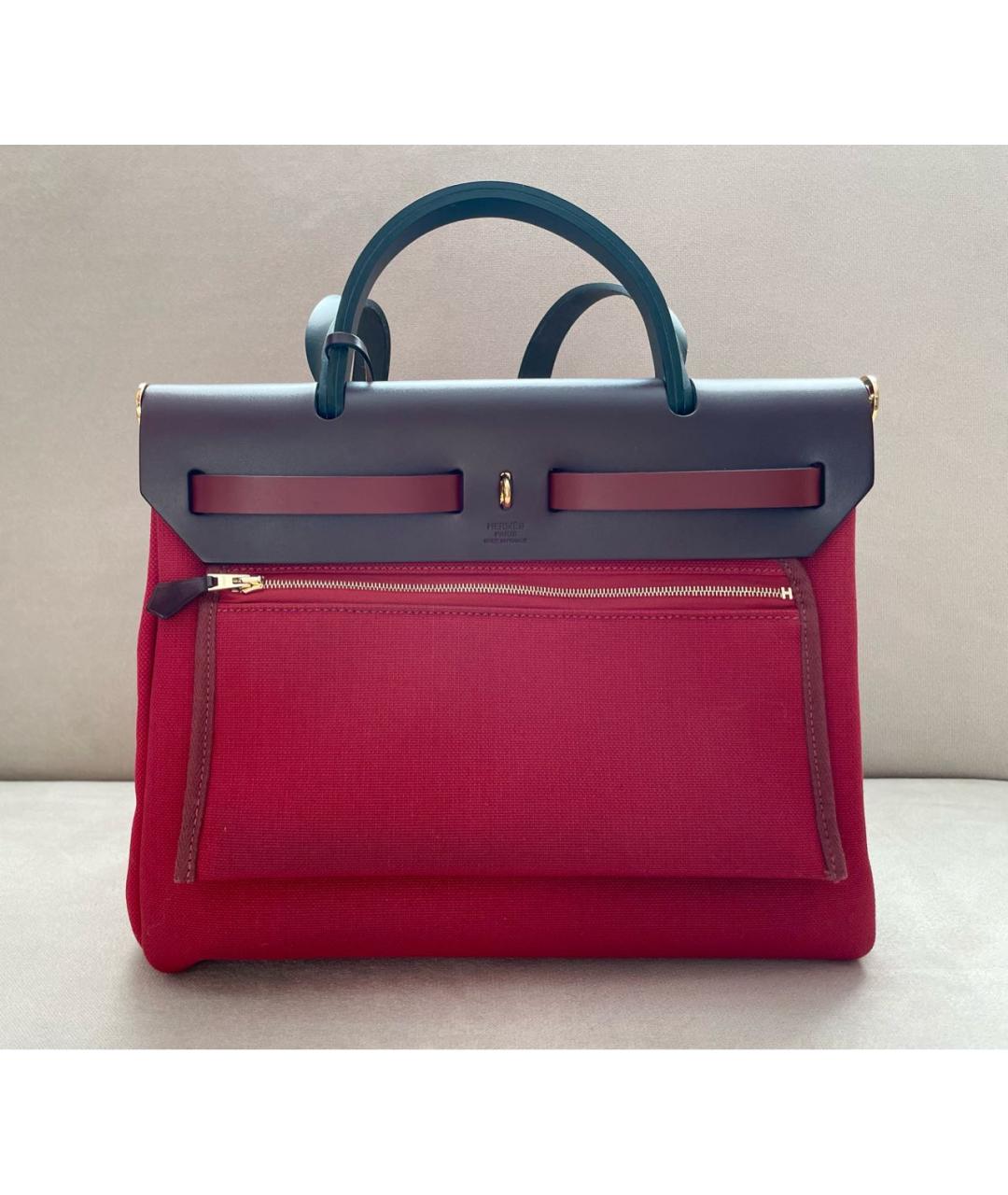 HERMES Бордовая хлопковая сумка через плечо, фото 3