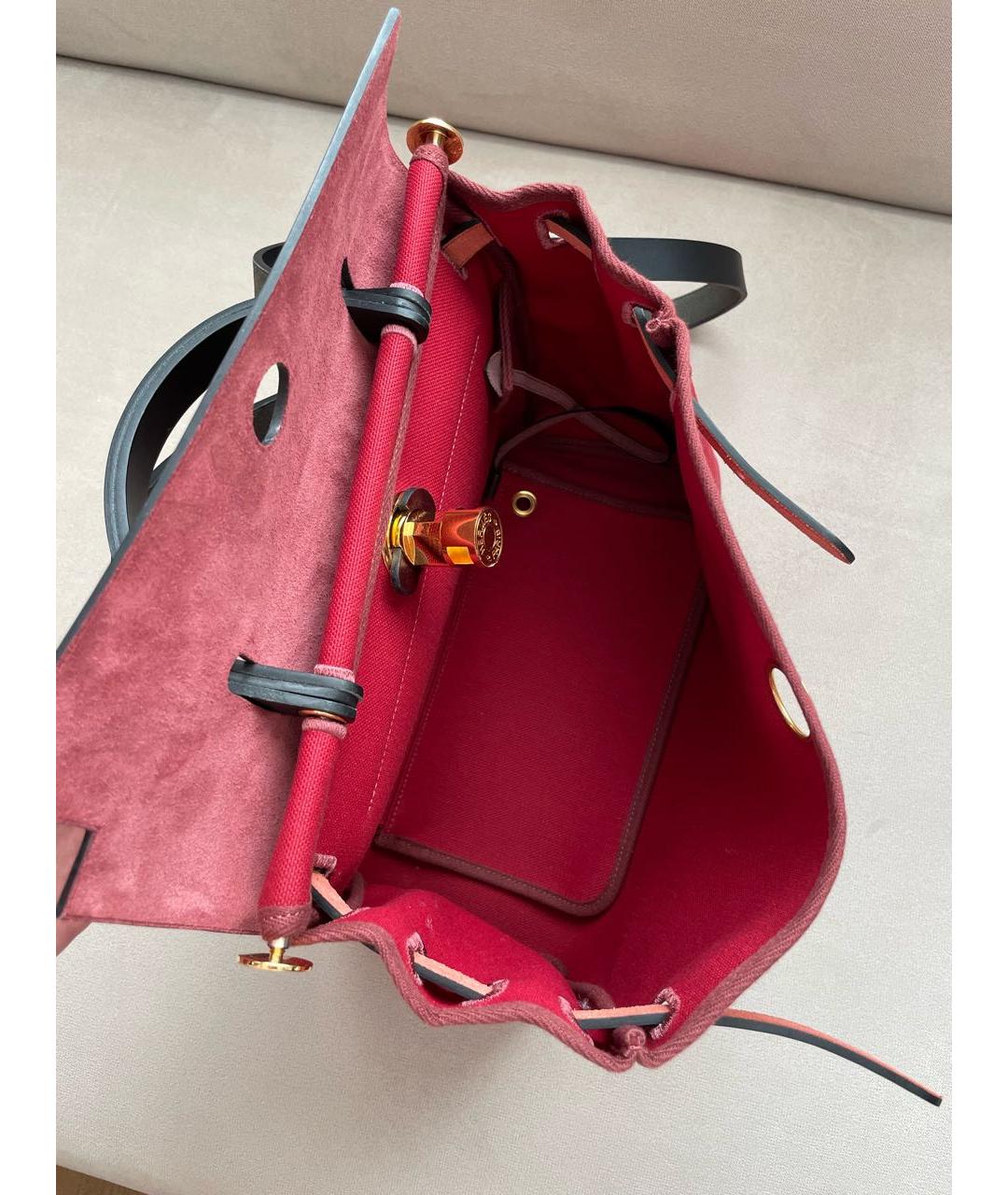 HERMES Бордовая хлопковая сумка через плечо, фото 4