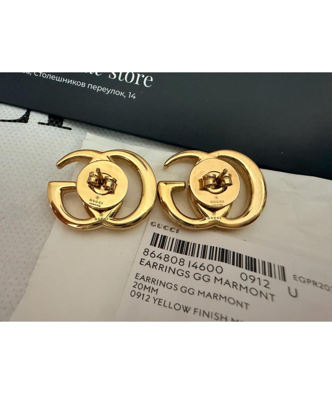 GUCCI Золотые латунные серьги, фото 2