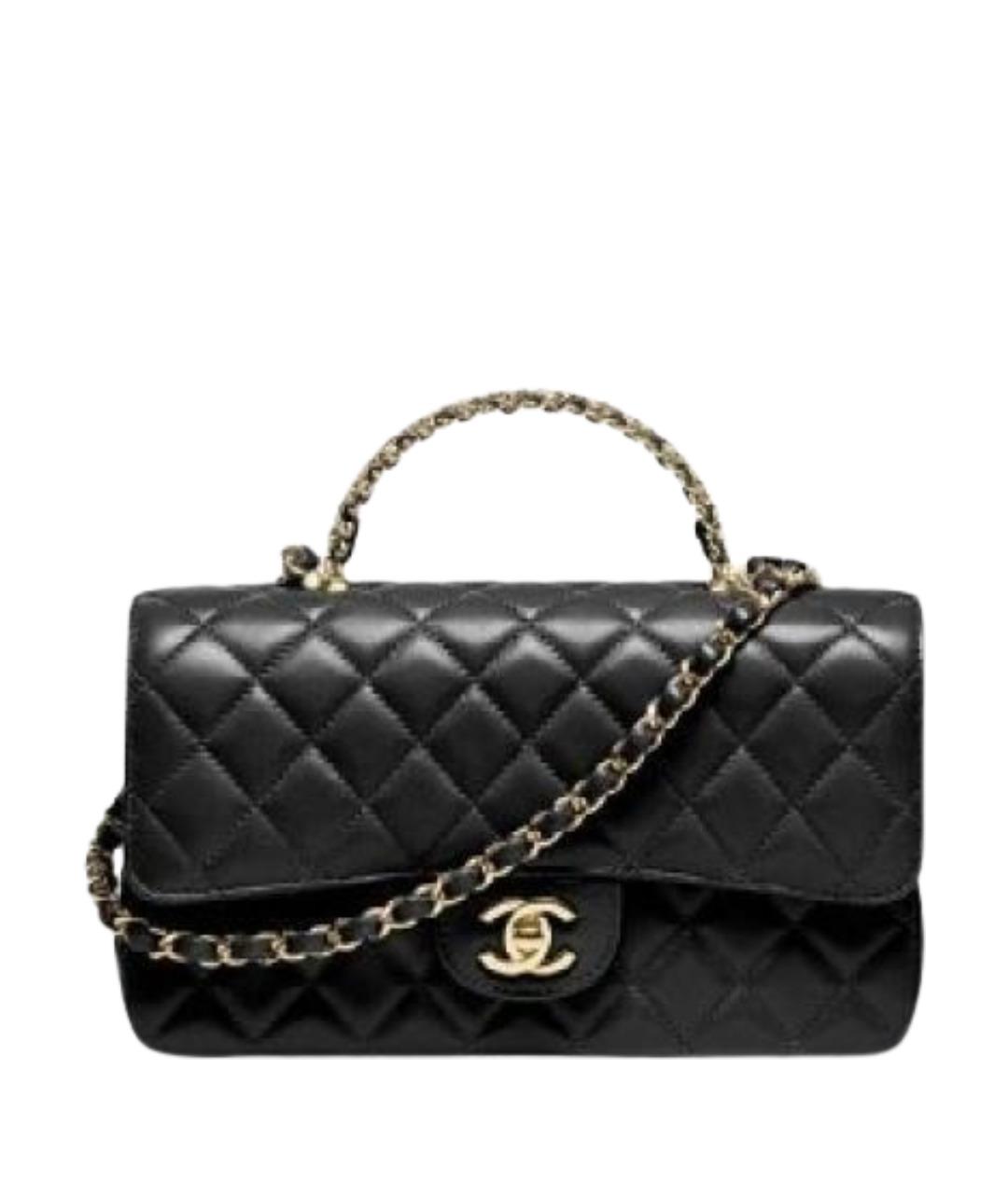CHANEL Черная кожаная сумка с короткими ручками, фото 1