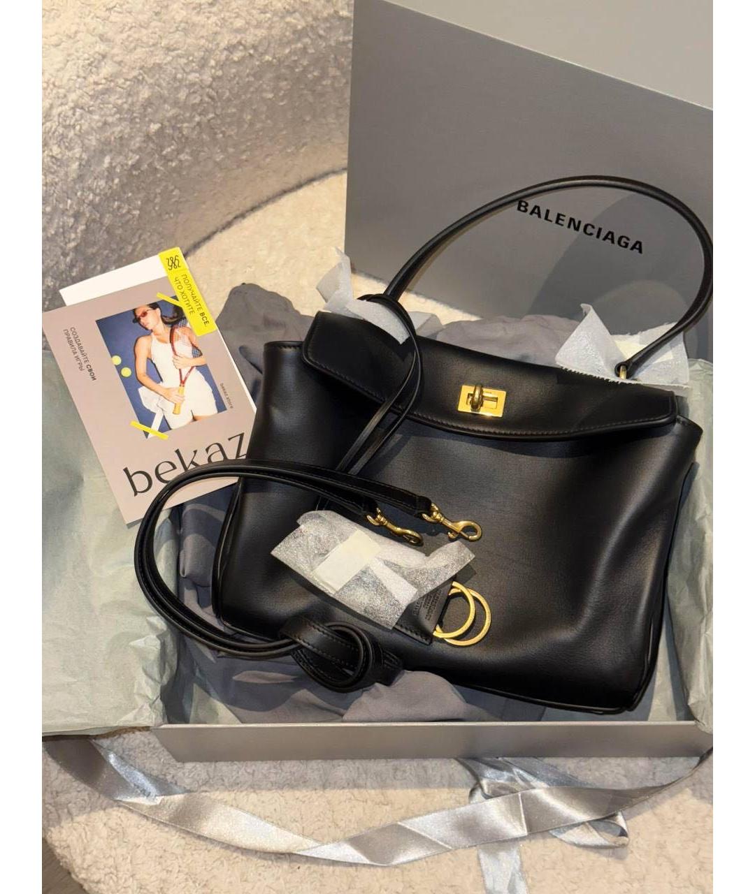 BALENCIAGA Черная кожаная сумка с короткими ручками, фото 5