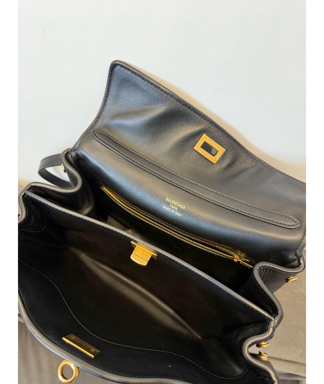 BALENCIAGA Черная кожаная сумка с короткими ручками, фото 4