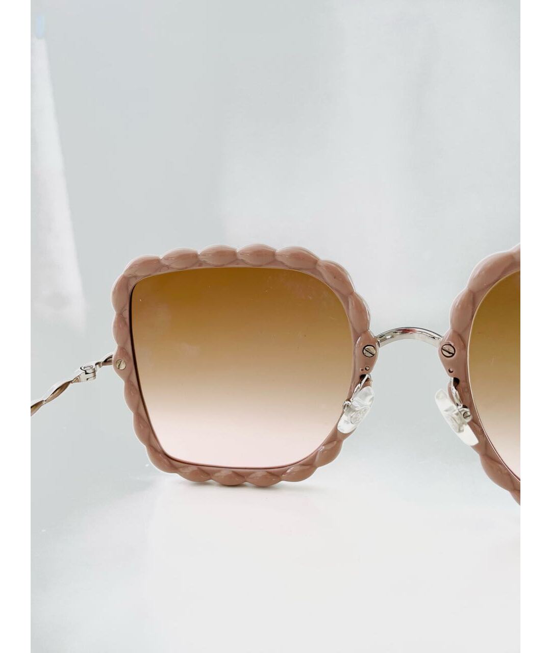 ELIE SAAB Бежевые пластиковые солнцезащитные очки, фото 8