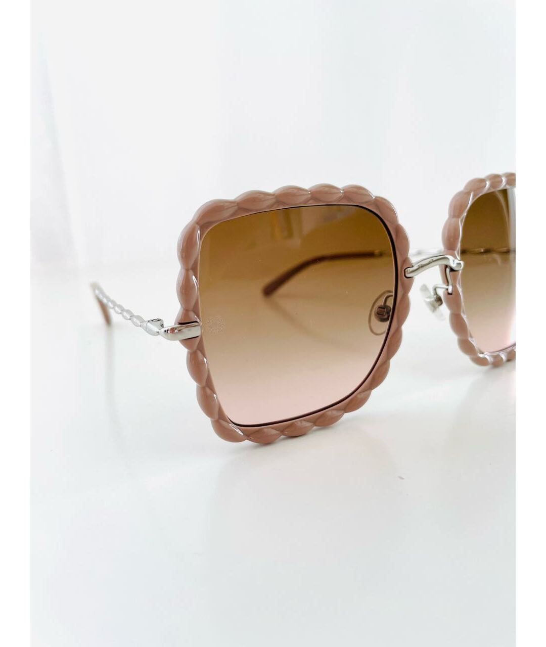 ELIE SAAB Бежевые пластиковые солнцезащитные очки, фото 3