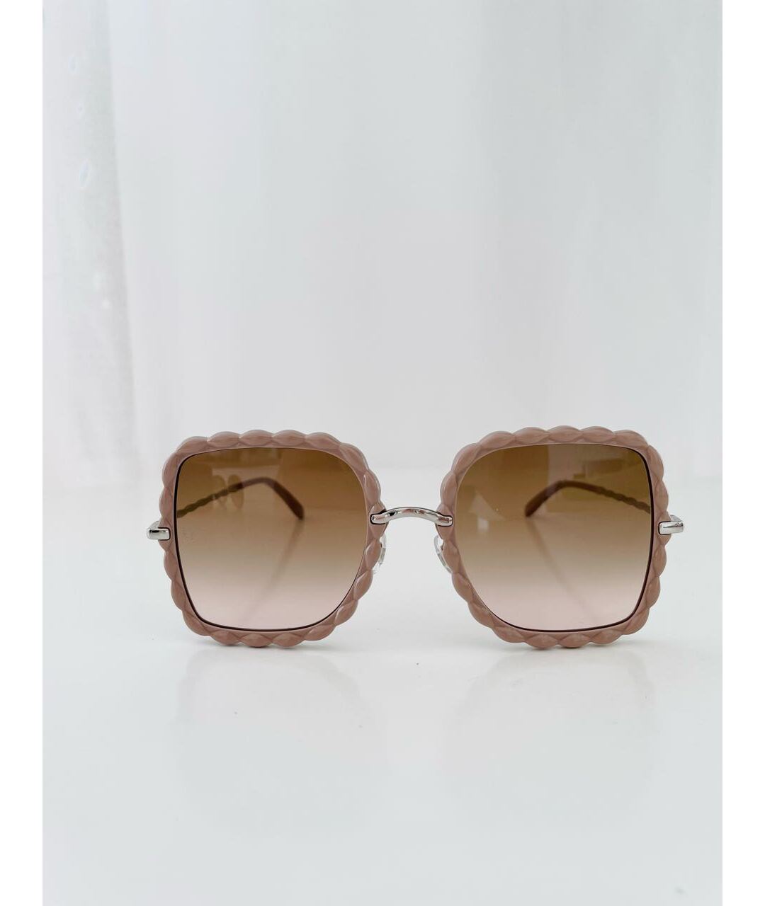 ELIE SAAB Бежевые пластиковые солнцезащитные очки, фото 9