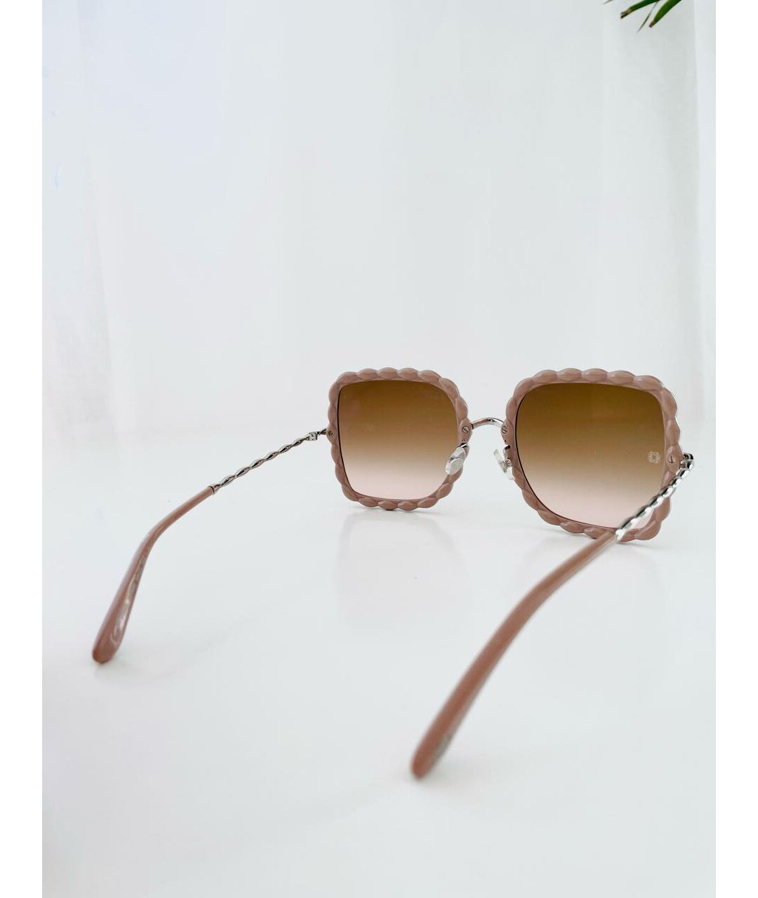 ELIE SAAB Бежевые пластиковые солнцезащитные очки, фото 7