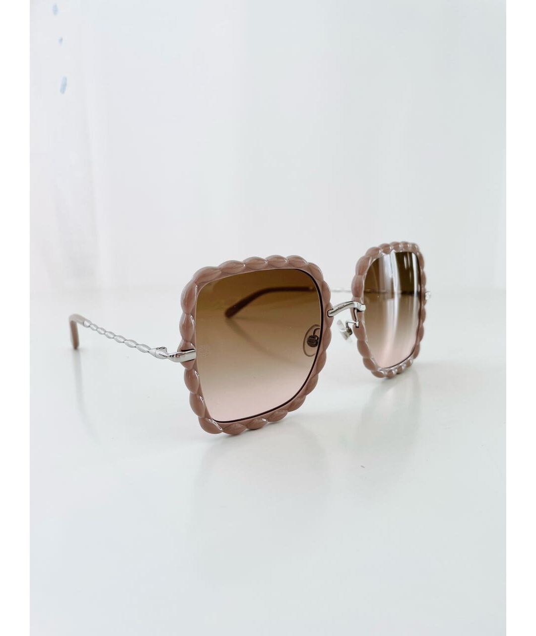 ELIE SAAB Бежевые пластиковые солнцезащитные очки, фото 5