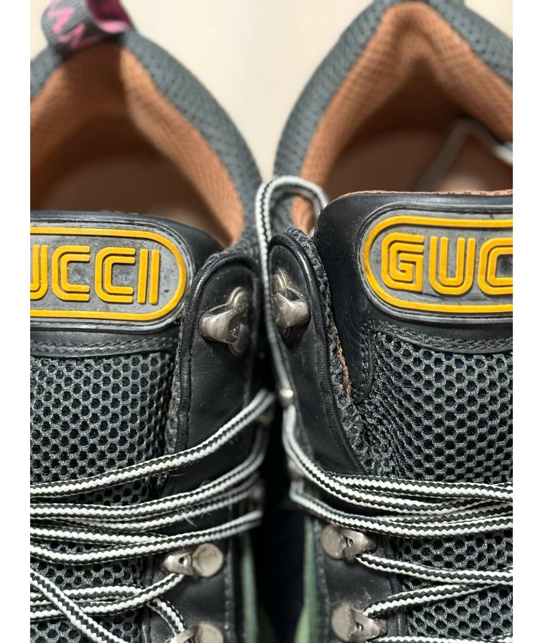 GUCCI Хаки кожаные низкие кроссовки / кеды, фото 4