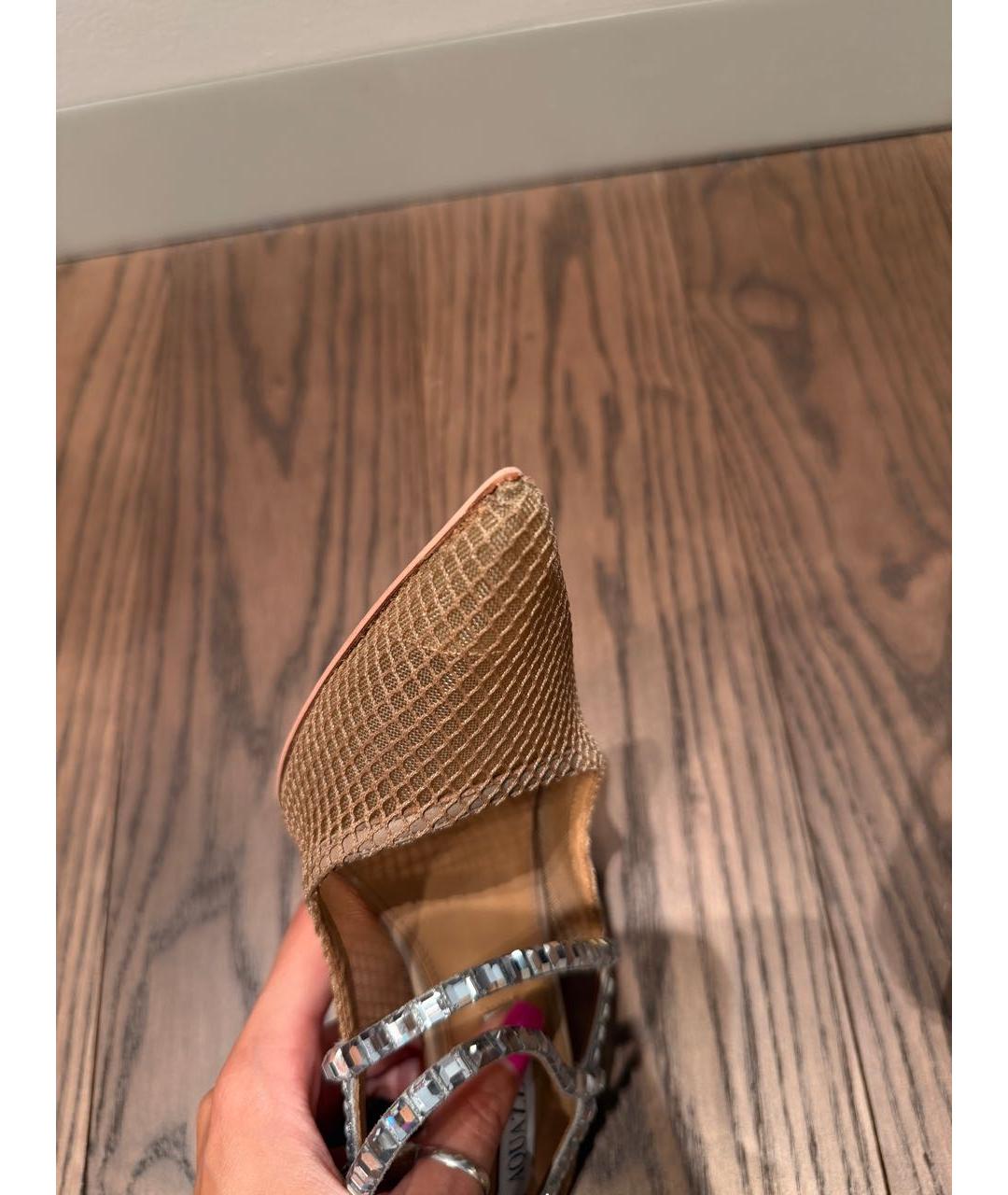 AQUAZZURA Бежевые текстильные мюли, фото 6