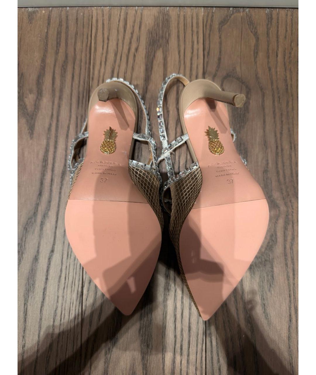 AQUAZZURA Бежевые текстильные мюли, фото 8