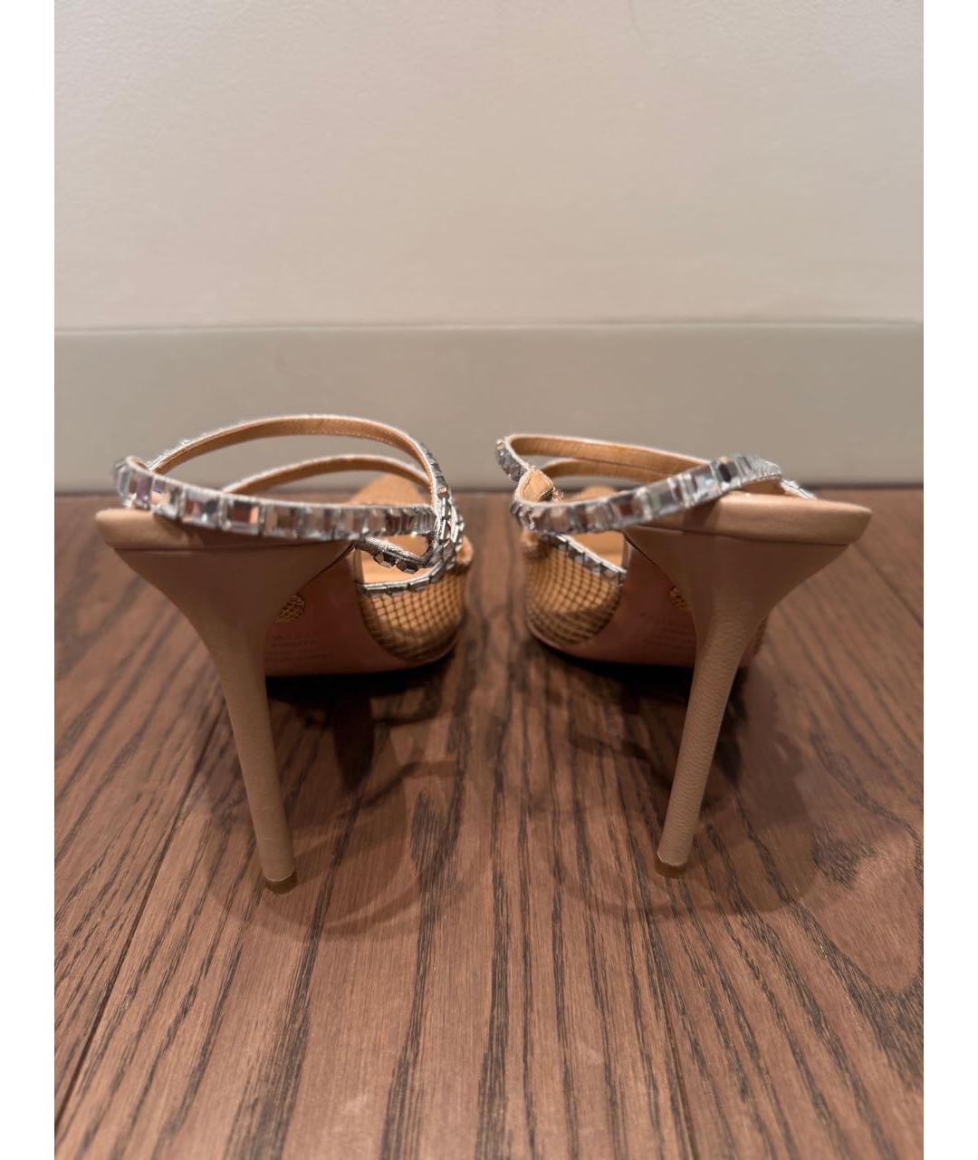 AQUAZZURA Бежевые текстильные мюли, фото 4