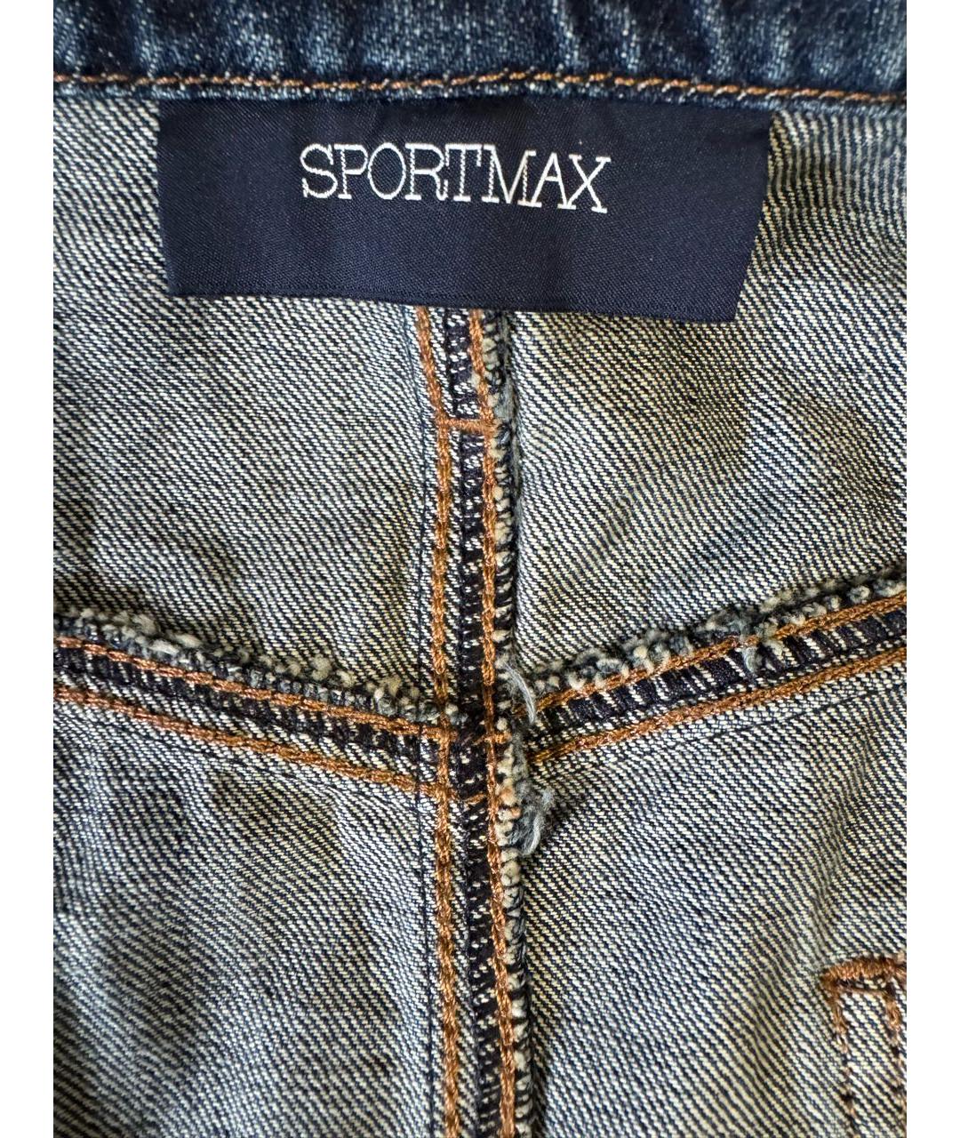 SPORTMAX Темно-синяя деним юбка миди, фото 3