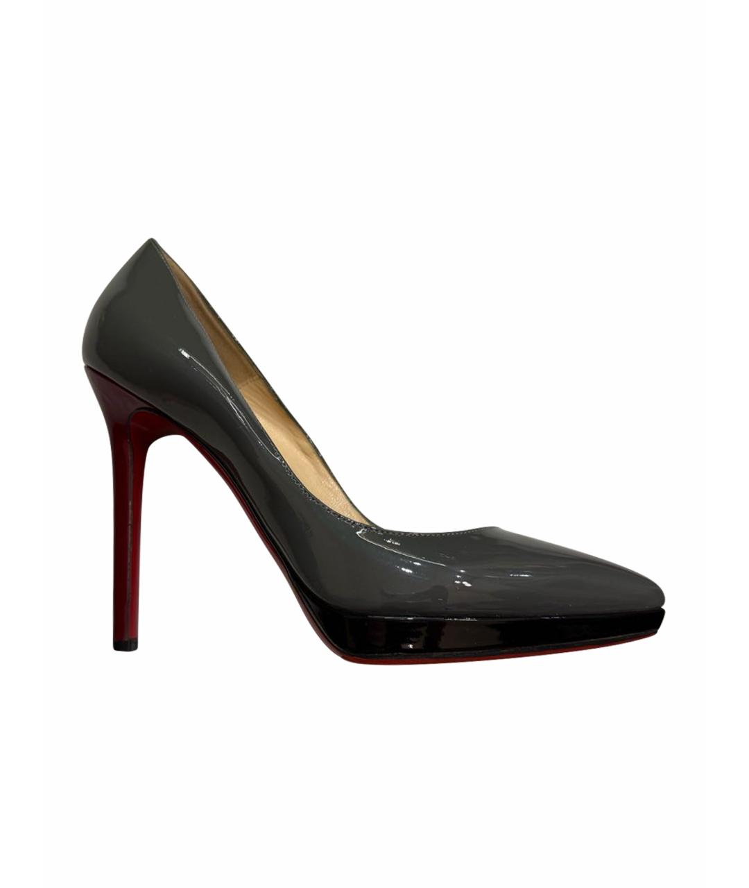 CHRISTIAN LOUBOUTIN Антрацитовые туфли из лакированной кожи, фото 1