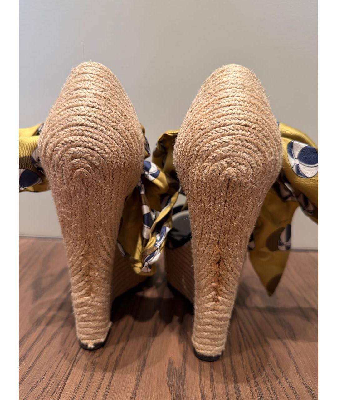 GUCCI Желтые текстильные босоножки, фото 4