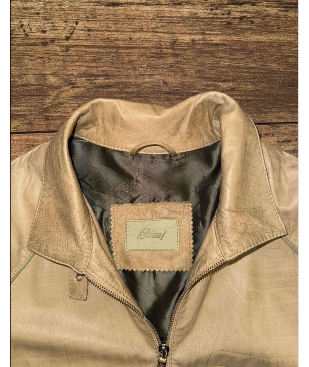 BRIONI Бежевая кожаная куртка, фото 3