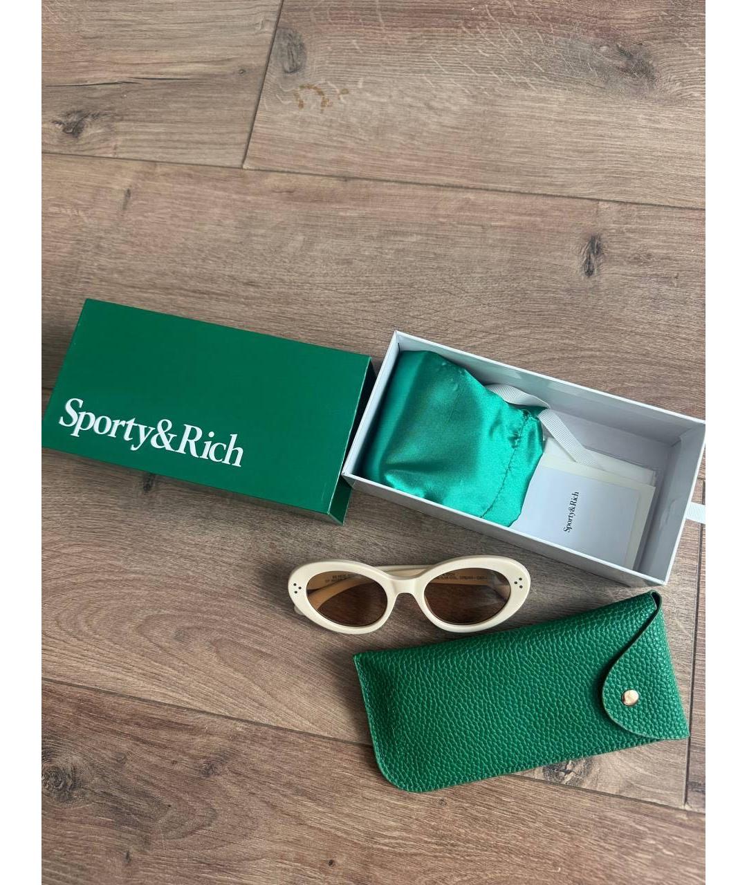 SPORTY AND RICH Бежевые пластиковые солнцезащитные очки, фото 2