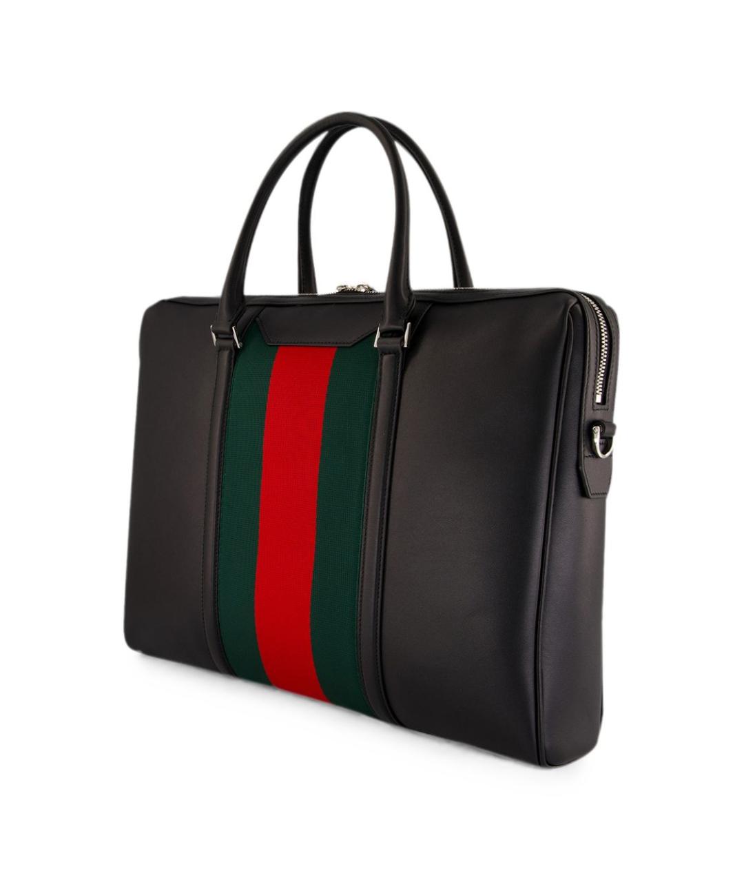 GUCCI Черная кожаная сумка тоут, фото 2