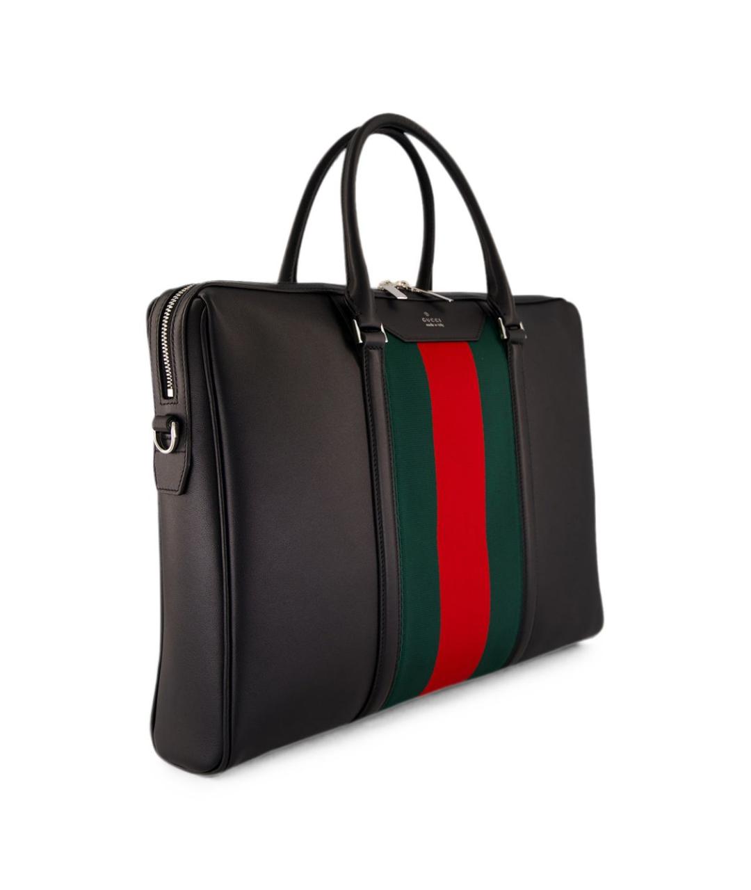 GUCCI Черная кожаная сумка тоут, фото 6