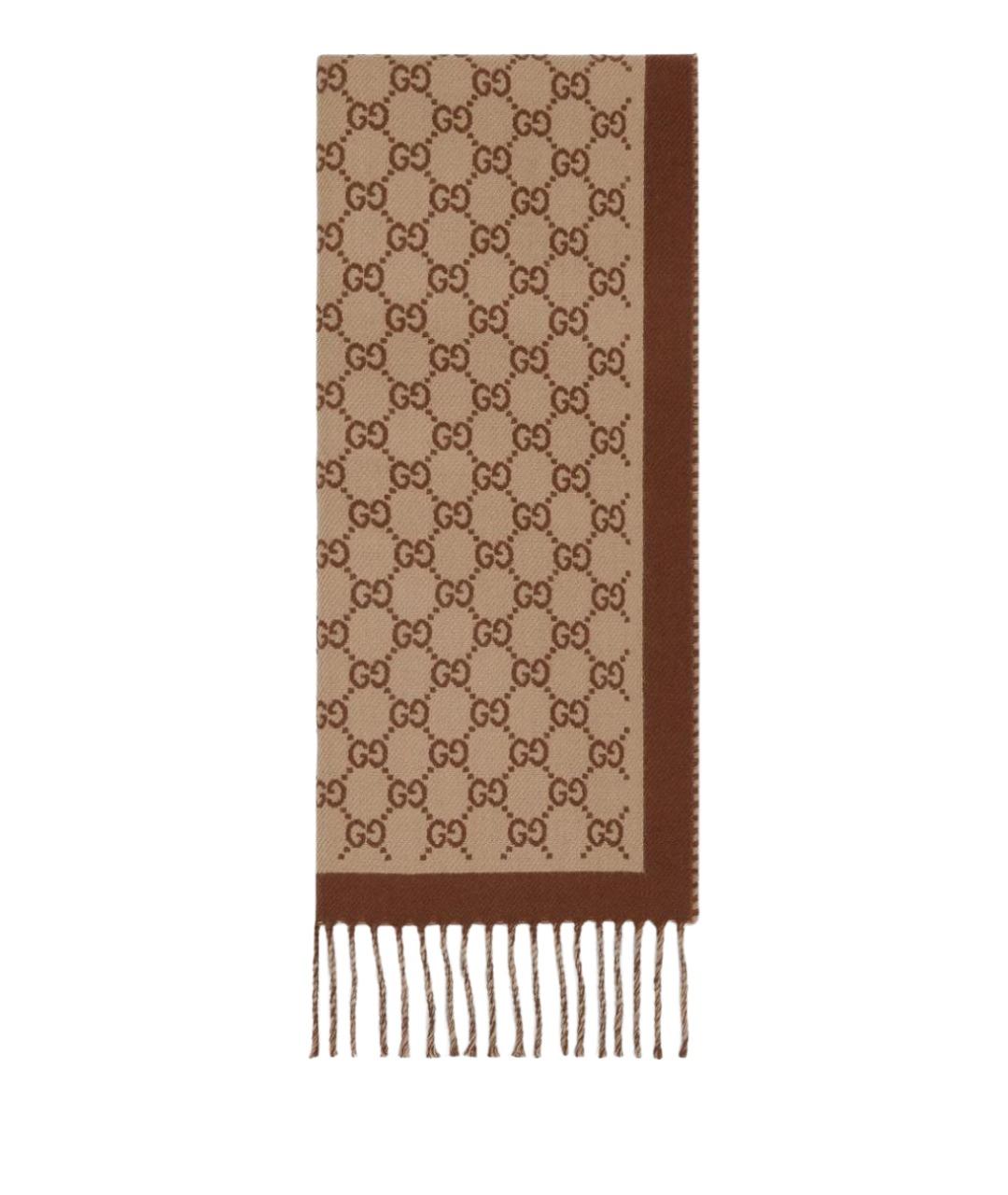 GUCCI Бежевый шерстяной шарф, фото 1