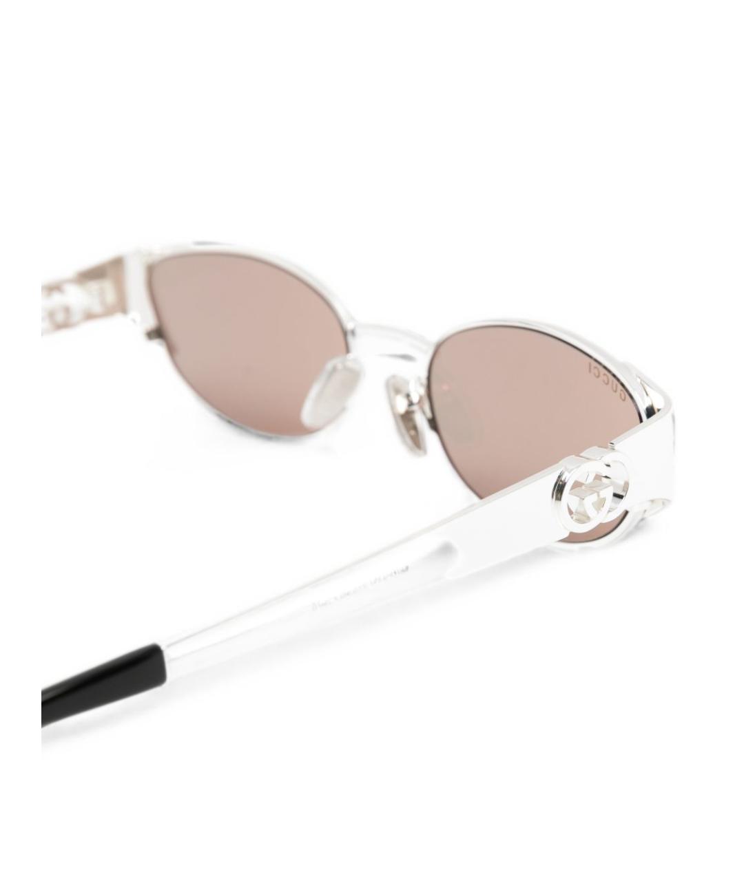 GUCCI Серебряные металлические солнцезащитные очки, фото 3