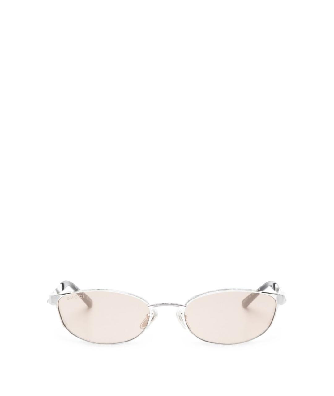 GUCCI Серебряные металлические солнцезащитные очки, фото 2
