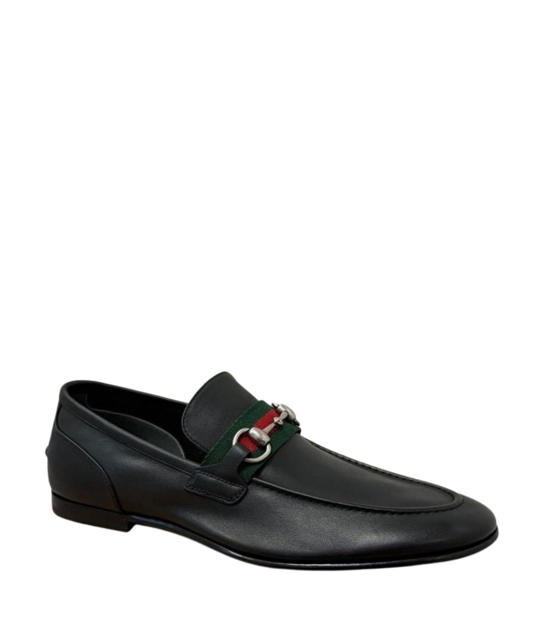 GUCCI Черные кожаные лоферы, фото 1