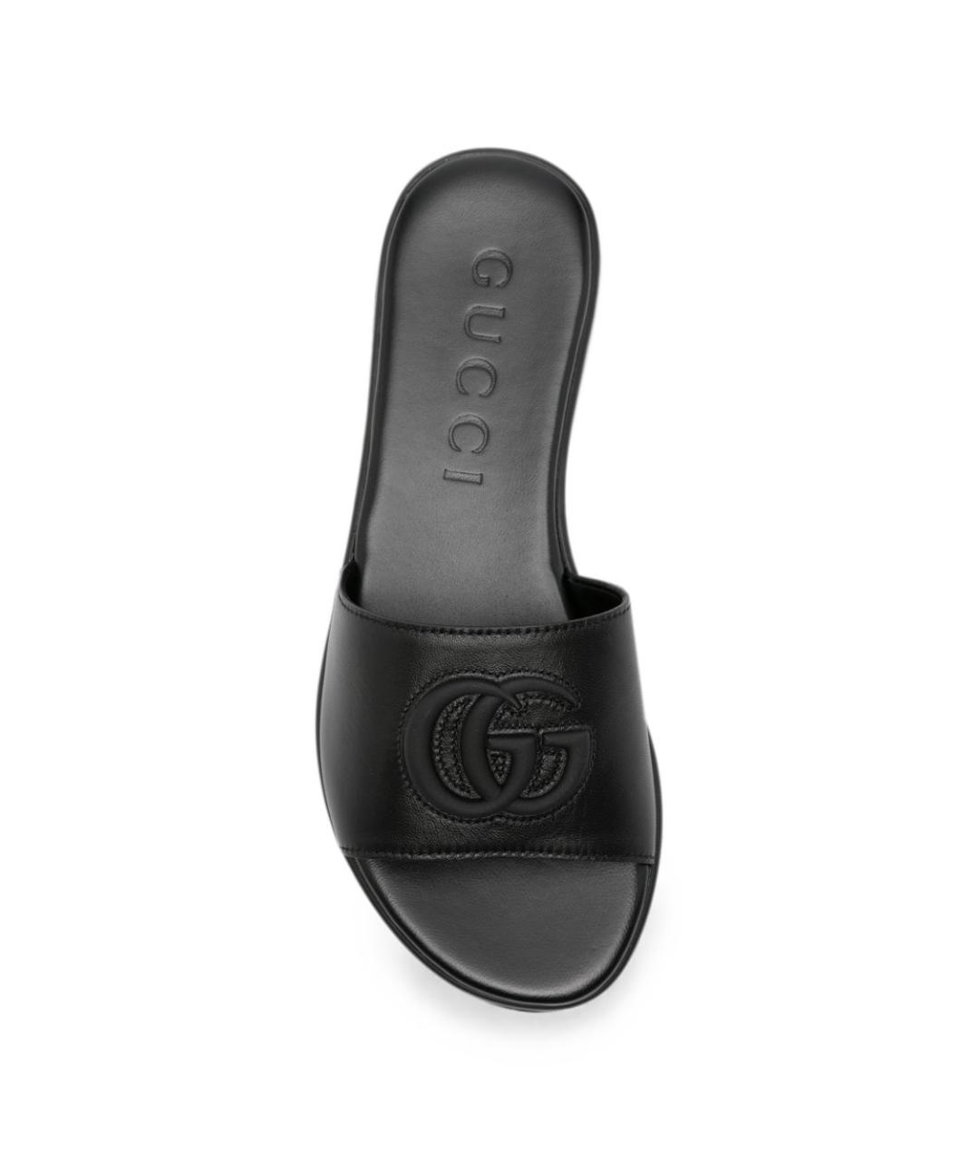GUCCI Черные кожаные шлепанцы, фото 4