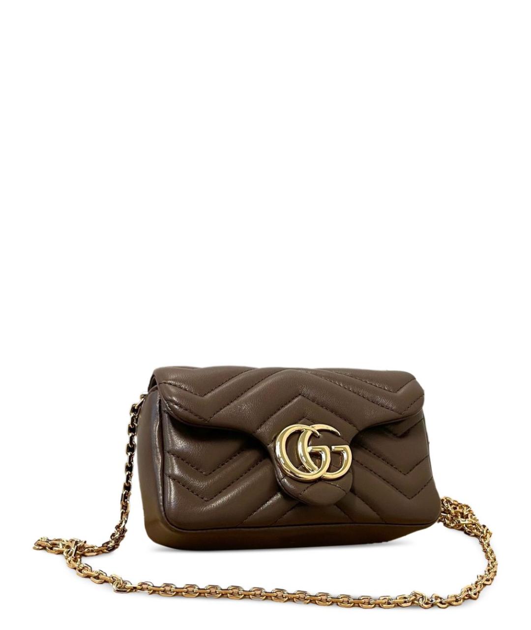 GUCCI Коричневая кожаная сумка через плечо, фото 3