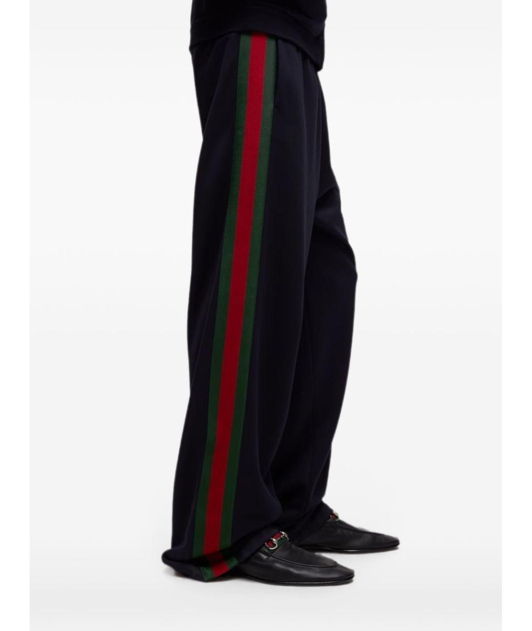GUCCI Темно-синие шелковые повседневные брюки, фото 2