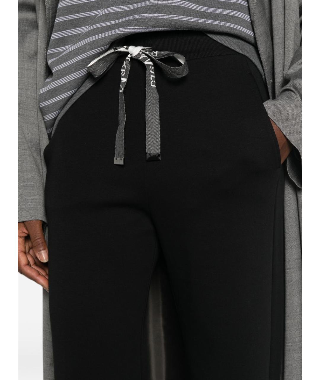 'S MAX MARA Черные хлопковые прямые брюки, фото 2