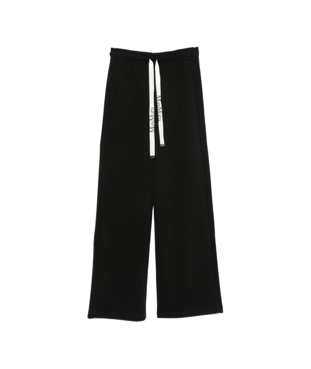 'S MAX MARA Черные хлопковые прямые брюки, фото 1