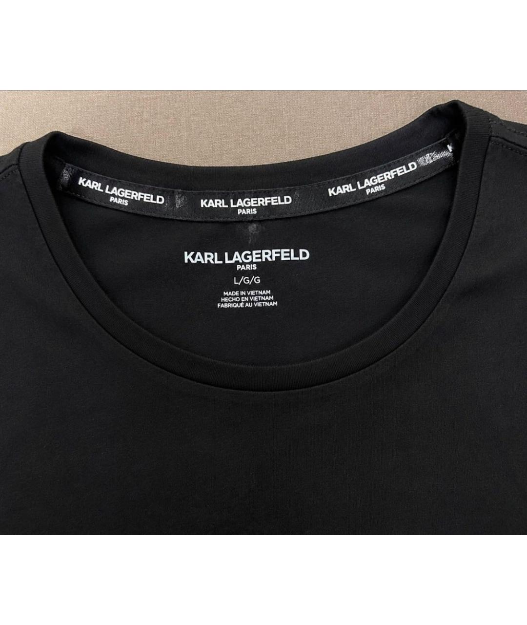 KARL LAGERFELD Черная хлопко-эластановая футболка, фото 4