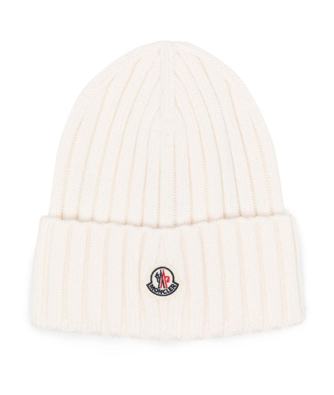 MONCLER Белая шерстяная шапка, фото 1