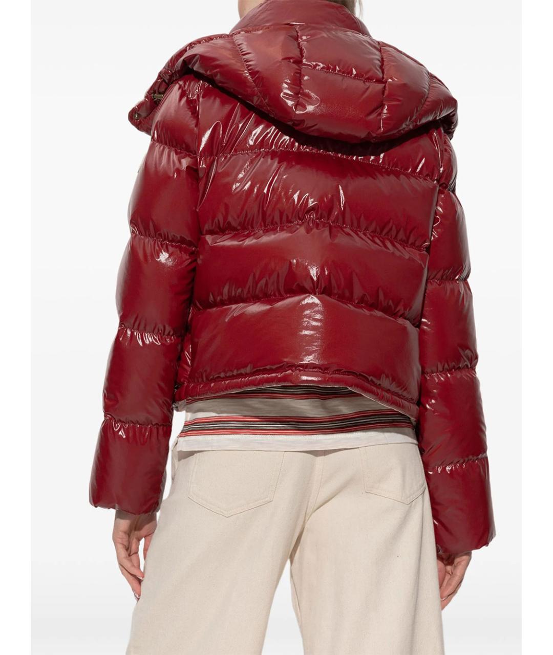MONCLER Бордовый полиамидовый пуховик, фото 4