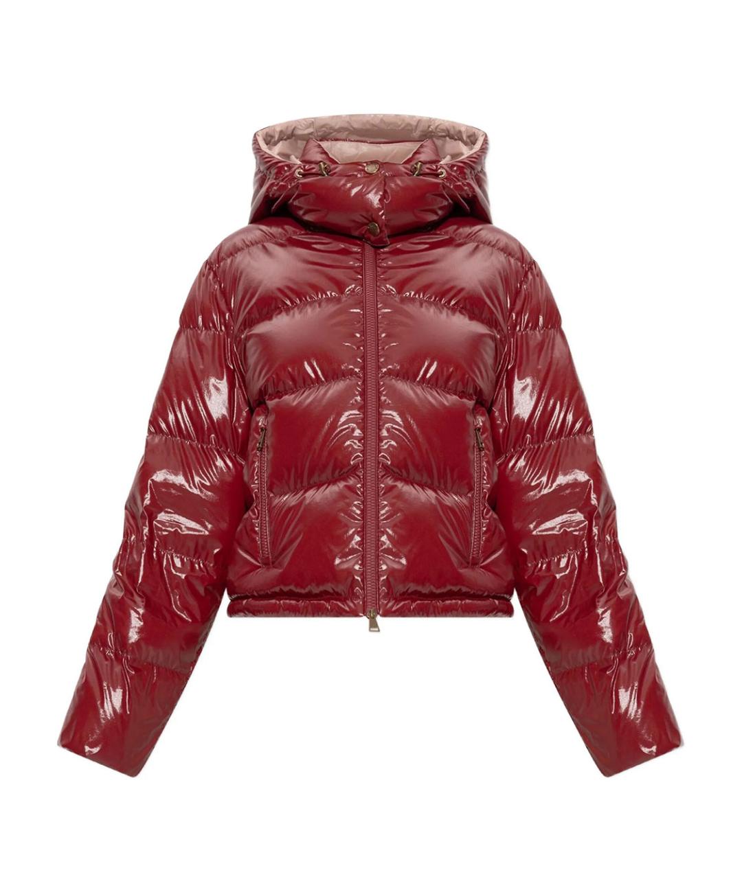 MONCLER Бордовый полиамидовый пуховик, фото 1