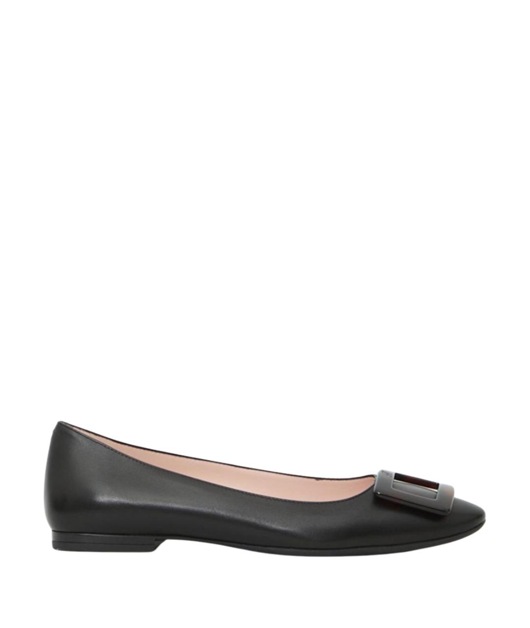 ROGER VIVIER Черные кожаные балетки, фото 1