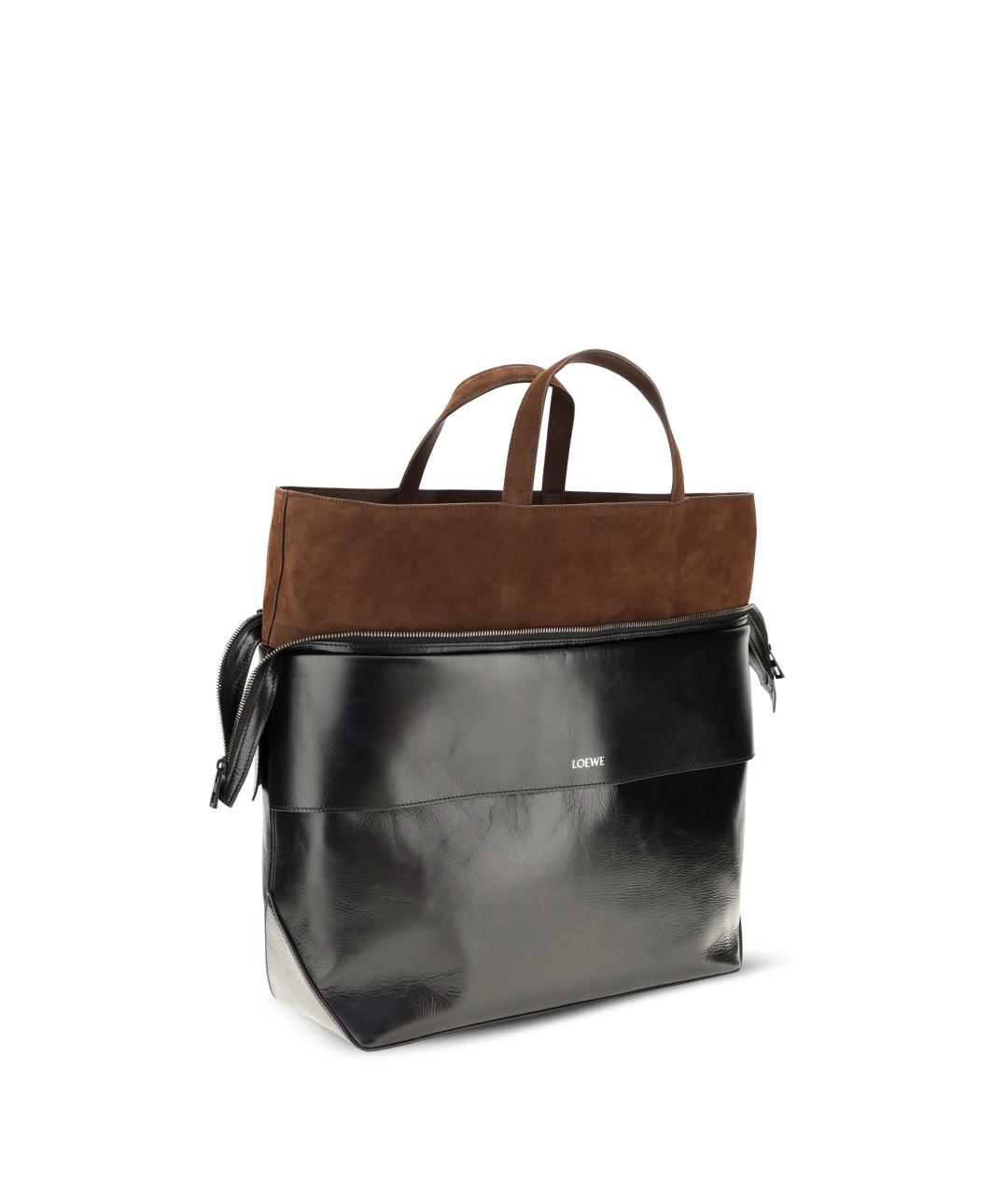LOEWE Черная кожаная сумка тоут, фото 2