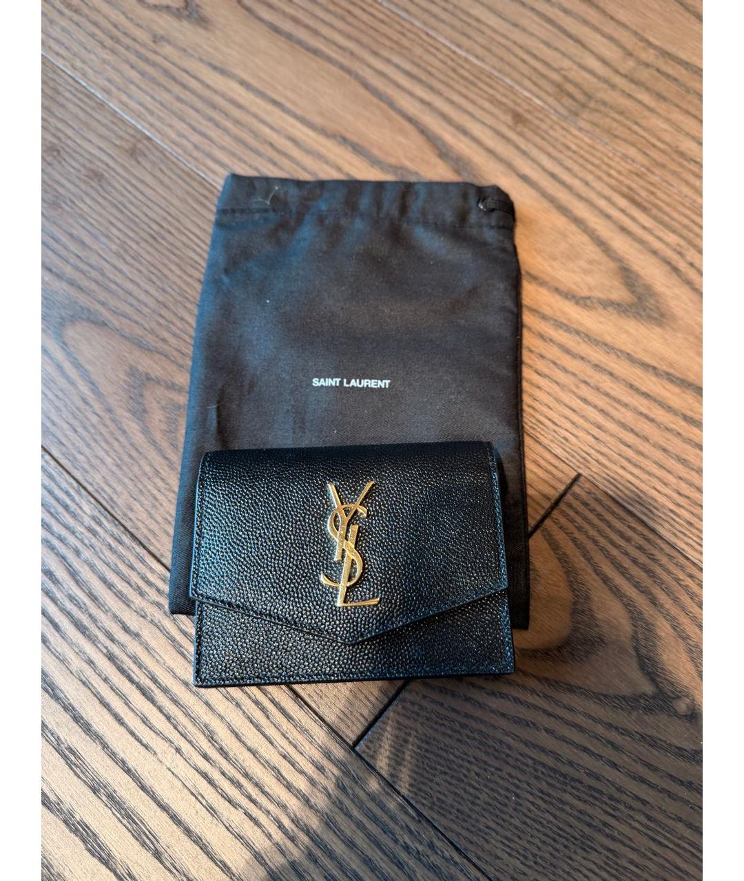 SAINT LAURENT Черный кожаный кардхолдер, фото 5