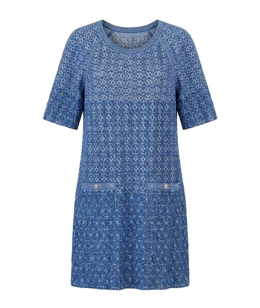 CHANEL Голубое шелковое повседневное платье, фото 7