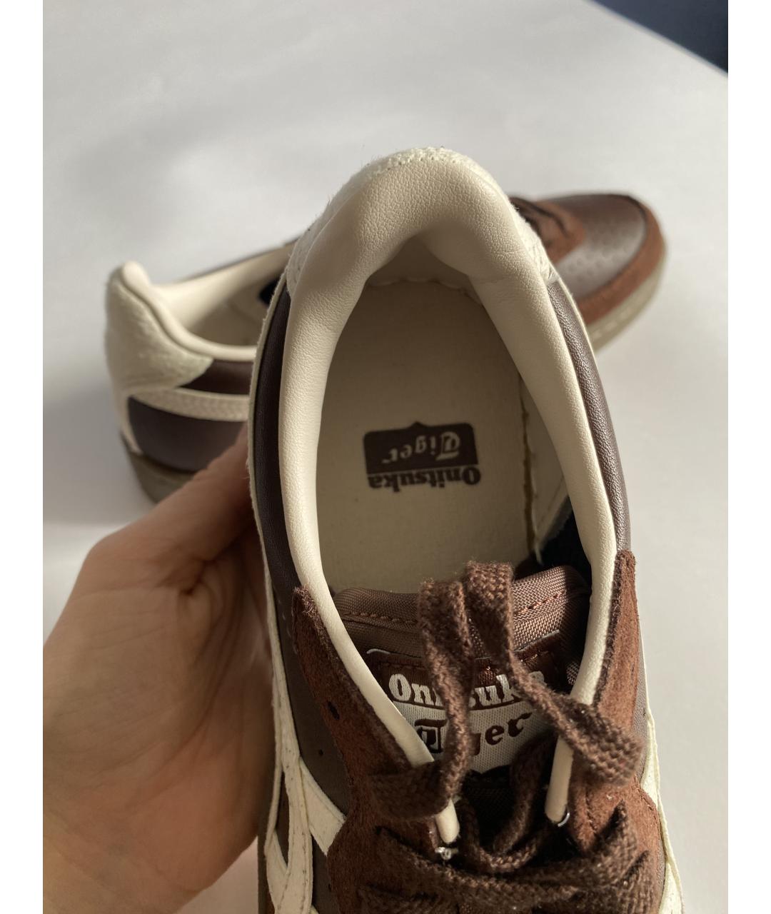 ONITSUKA TIGER Коричневые кожаные кеды, фото 4