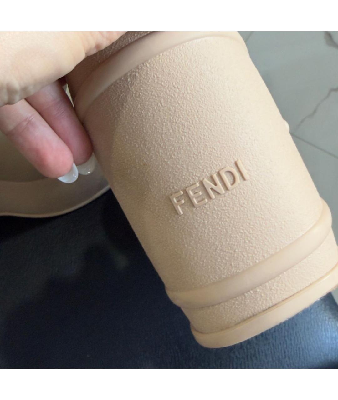 FENDI Бежевые кожаные сабо, фото 7