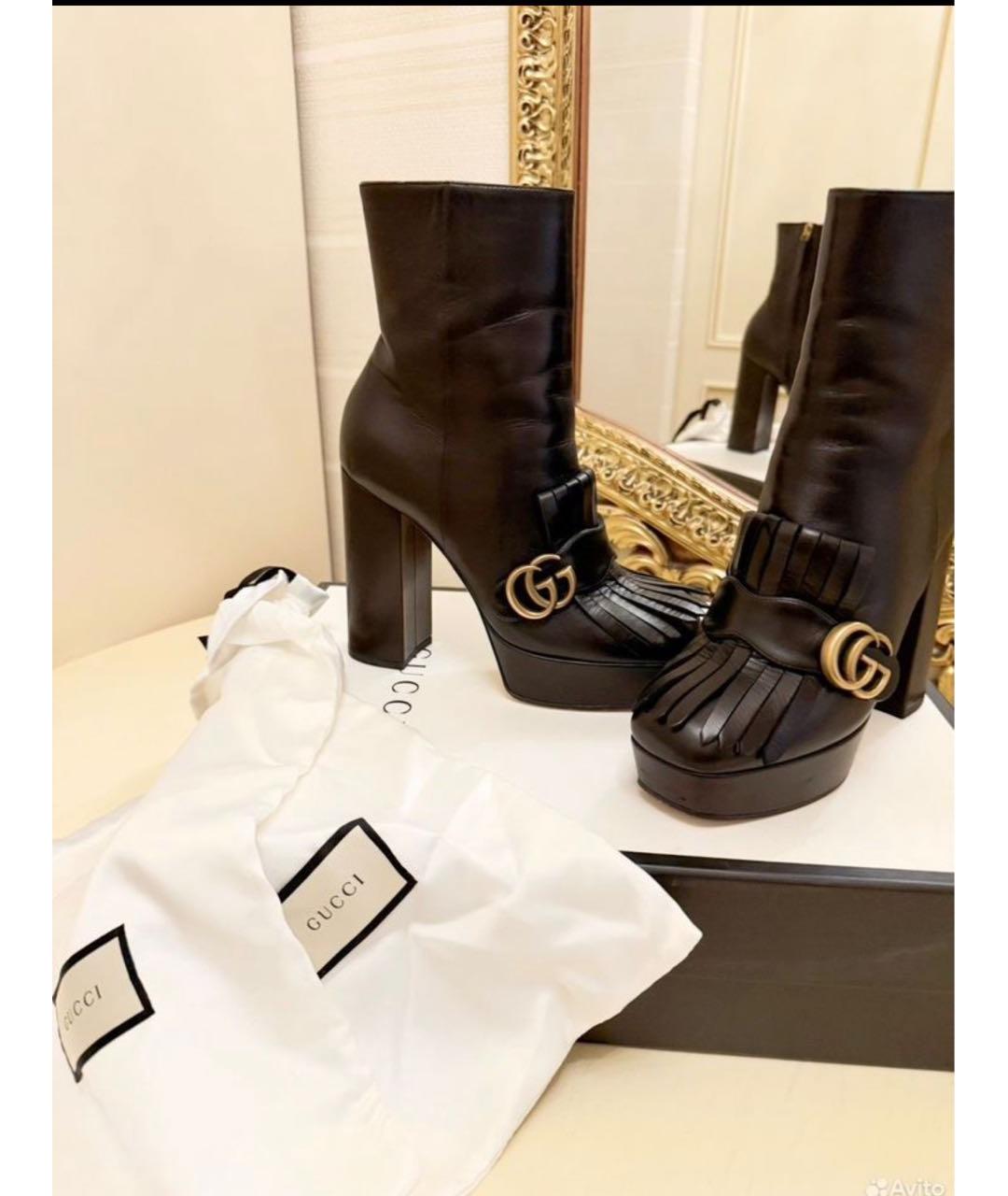 GUCCI Черные кожаные ботинки, фото 3