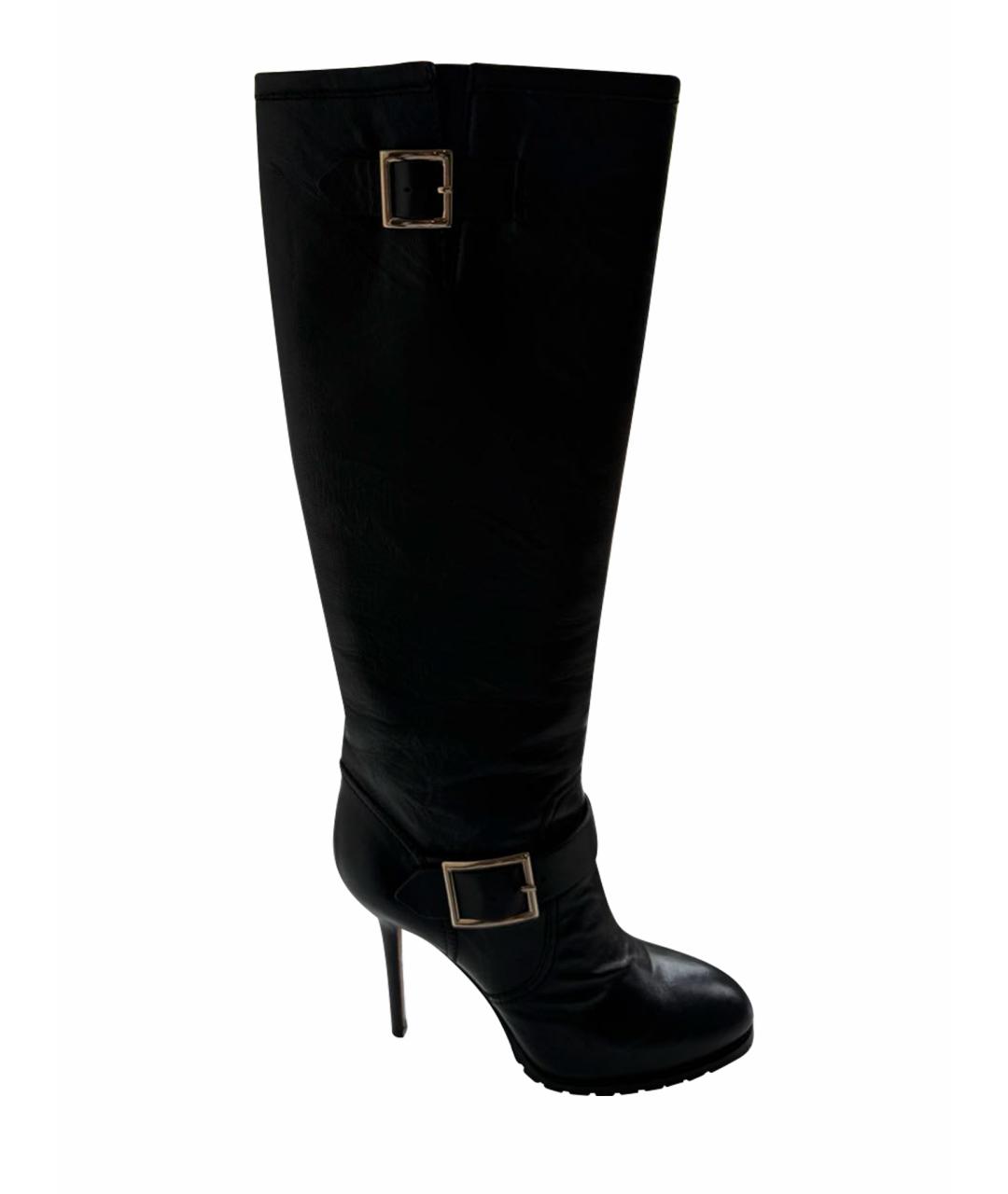 JIMMY CHOO Черные кожаные сапоги, фото 1