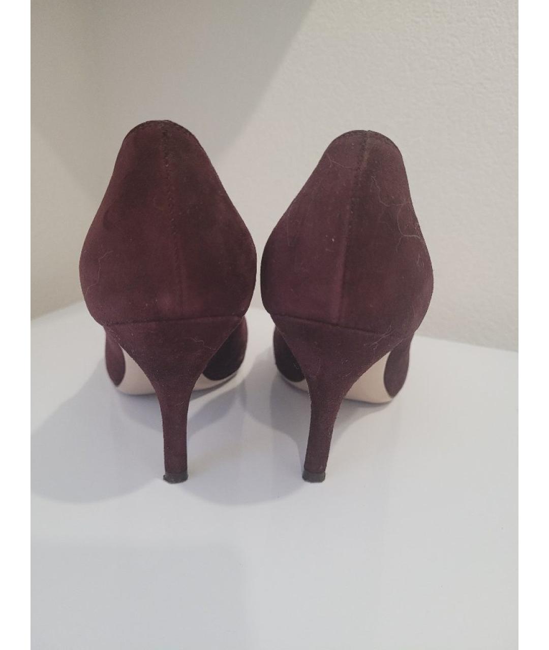 FERRAGAMO Бордовые замшевые туфли, фото 3