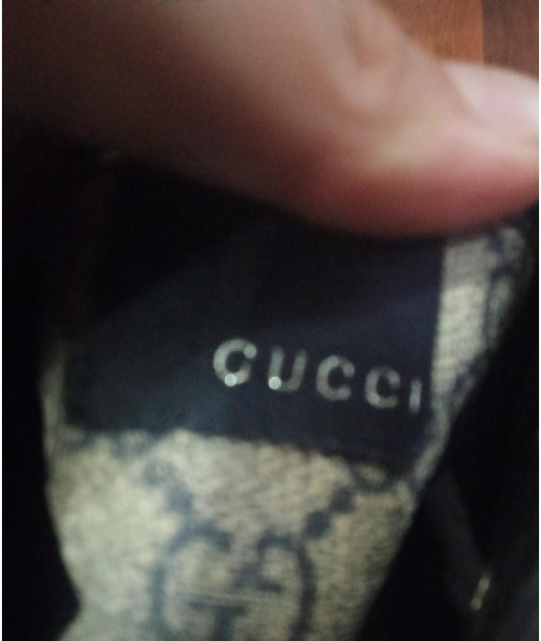 GUCCI Бежевые кожаные высокие кроссовки / кеды, фото 5