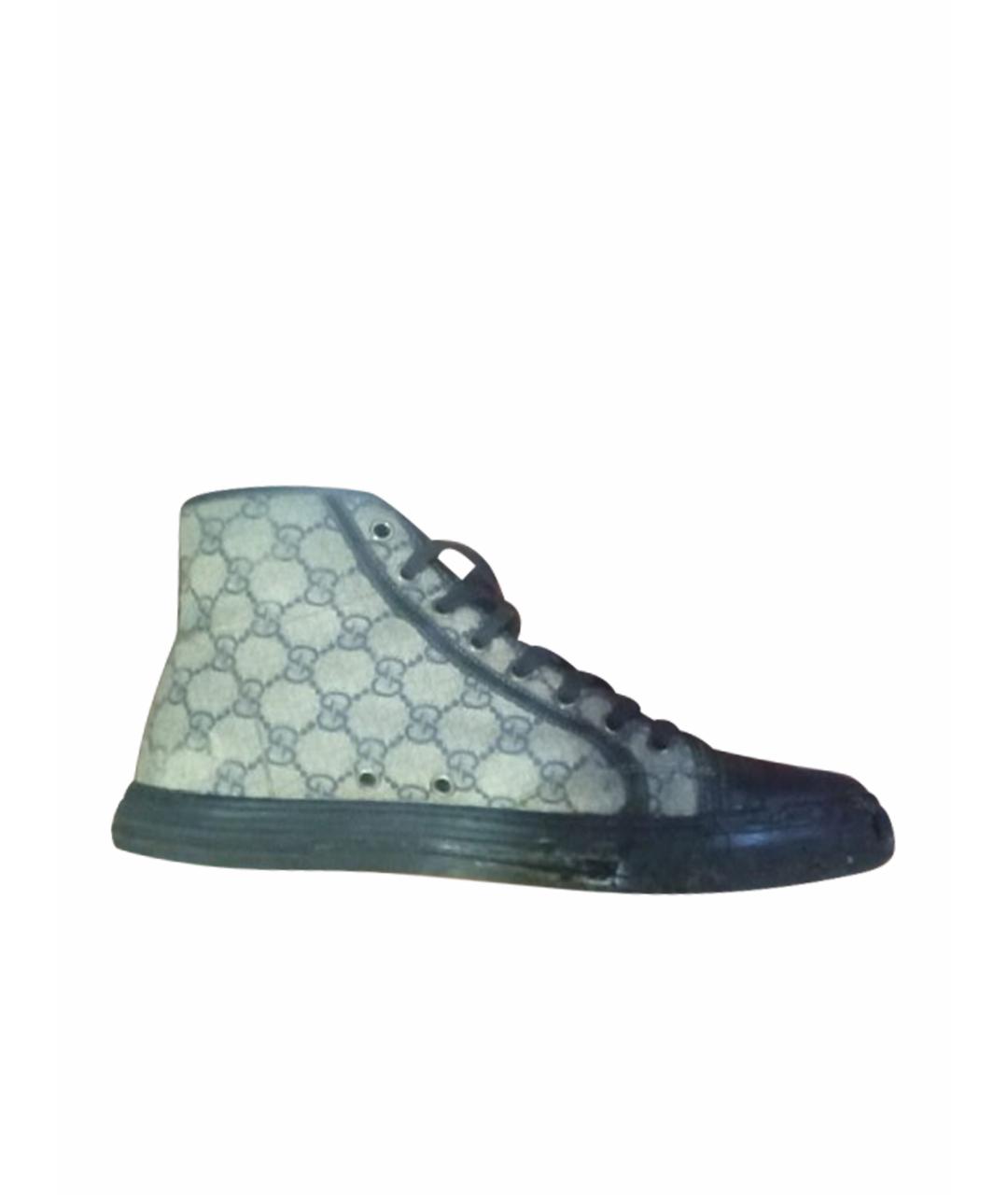 GUCCI Бежевые кожаные высокие кроссовки / кеды, фото 1