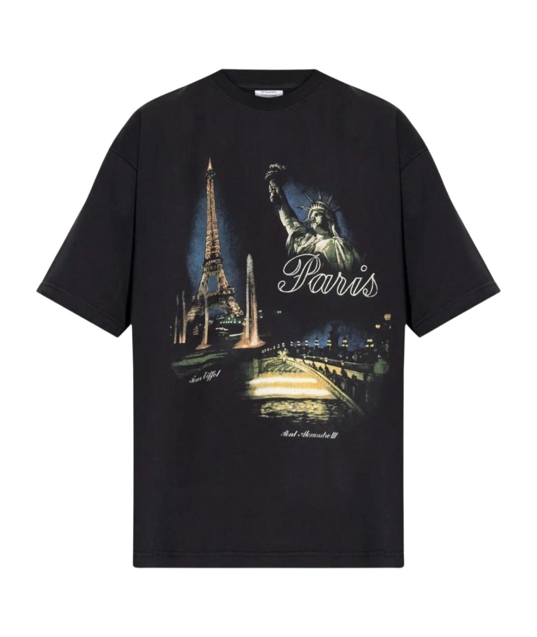 VETEMENTS Черная хлопковая футболка, фото 1