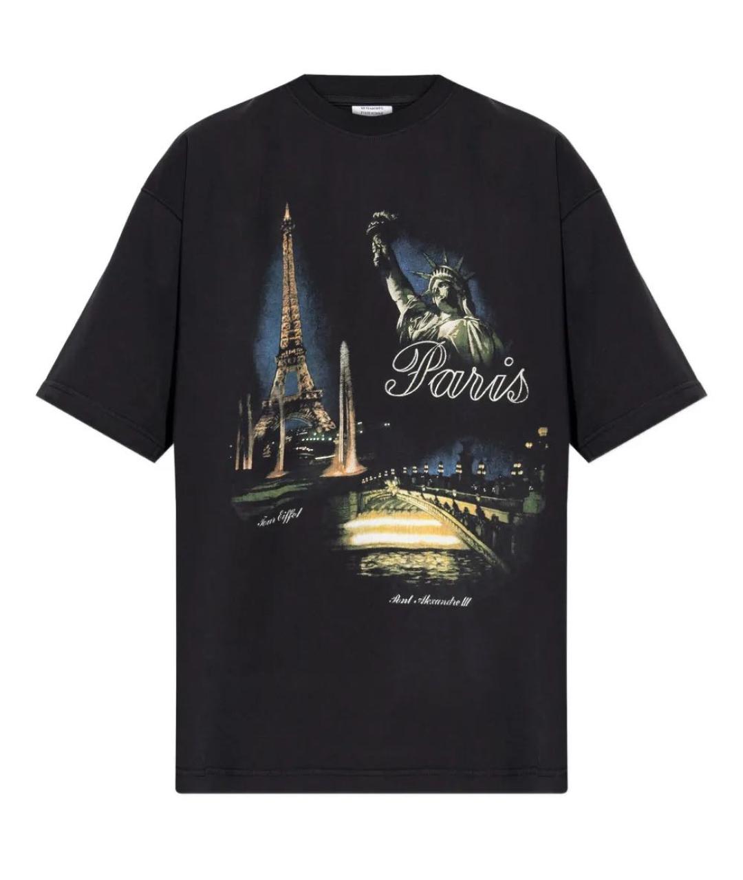 VETEMENTS Черная хлопковая футболка, фото 9
