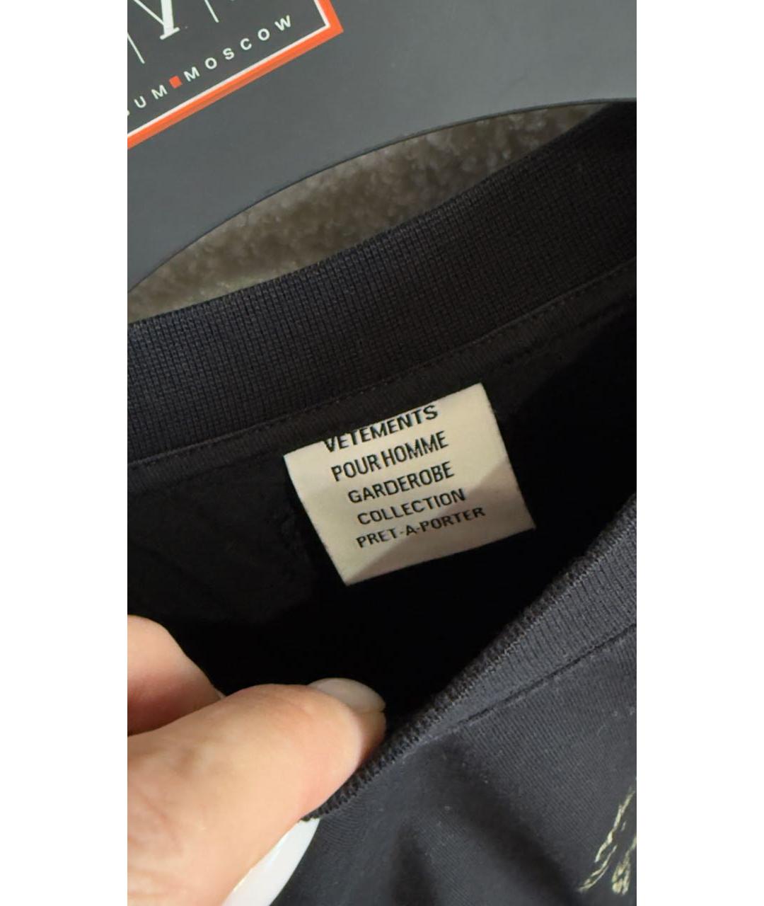 VETEMENTS Черная хлопковая футболка, фото 6